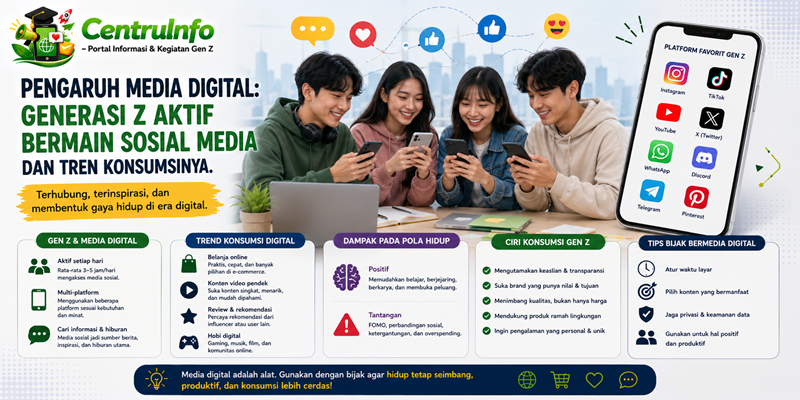 Pengaruh Media Digital Generasi Z Aktif Bermain Sosial Media dan Tren Konsumsinya